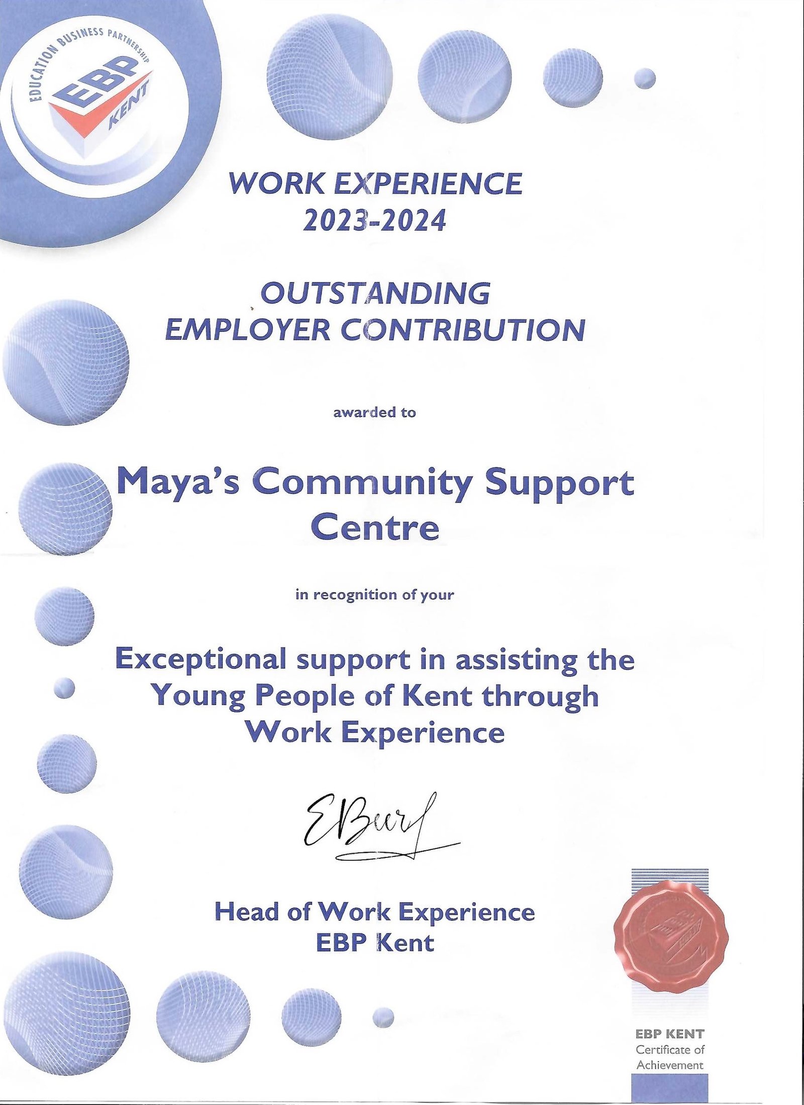 Work Experience Certificate