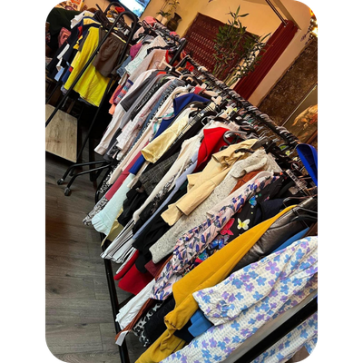 Clothes rail in cafe