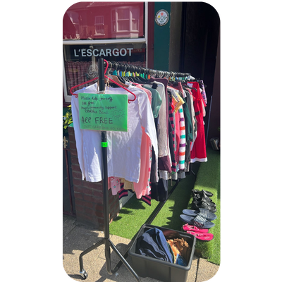 first clothes rail with sign